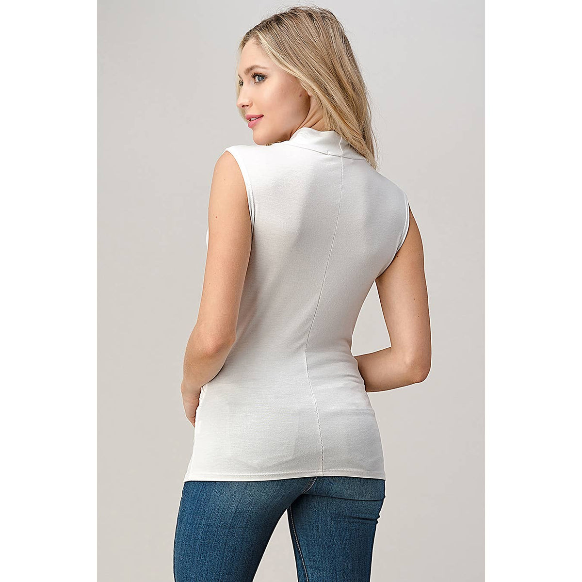 Heimious Surplice Sleeveless Knit Top