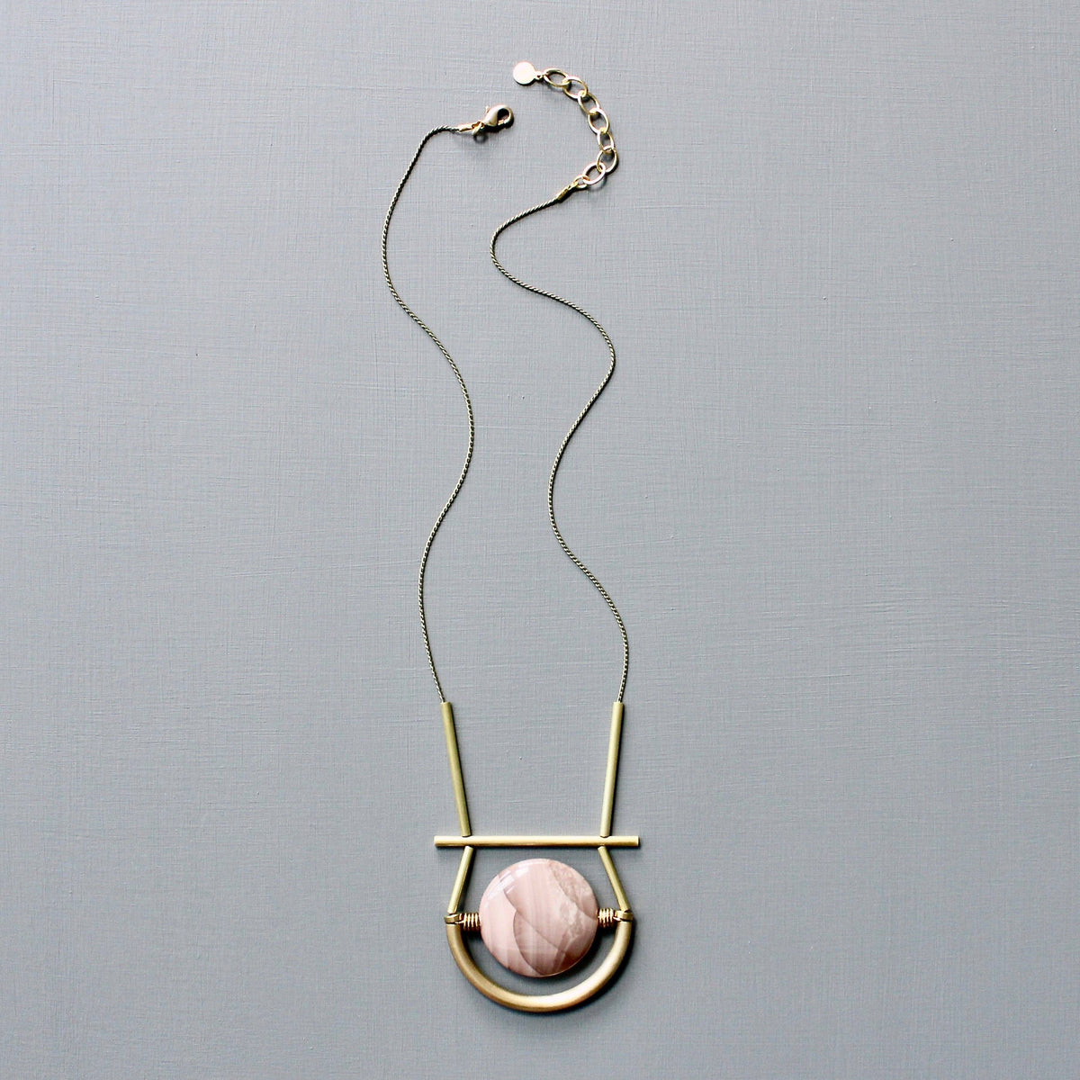 David Aubrey Geometric Jasper and Brass Necklace