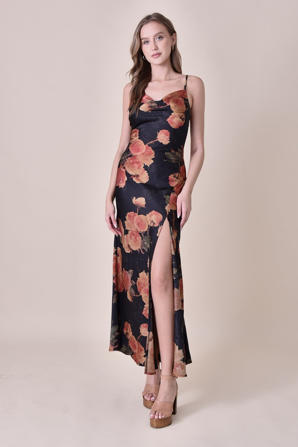 Fore- Floral Cowl Dress