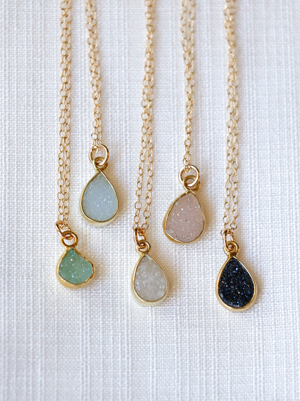 Susan Rifkin Druzy Charm Gold Necklace