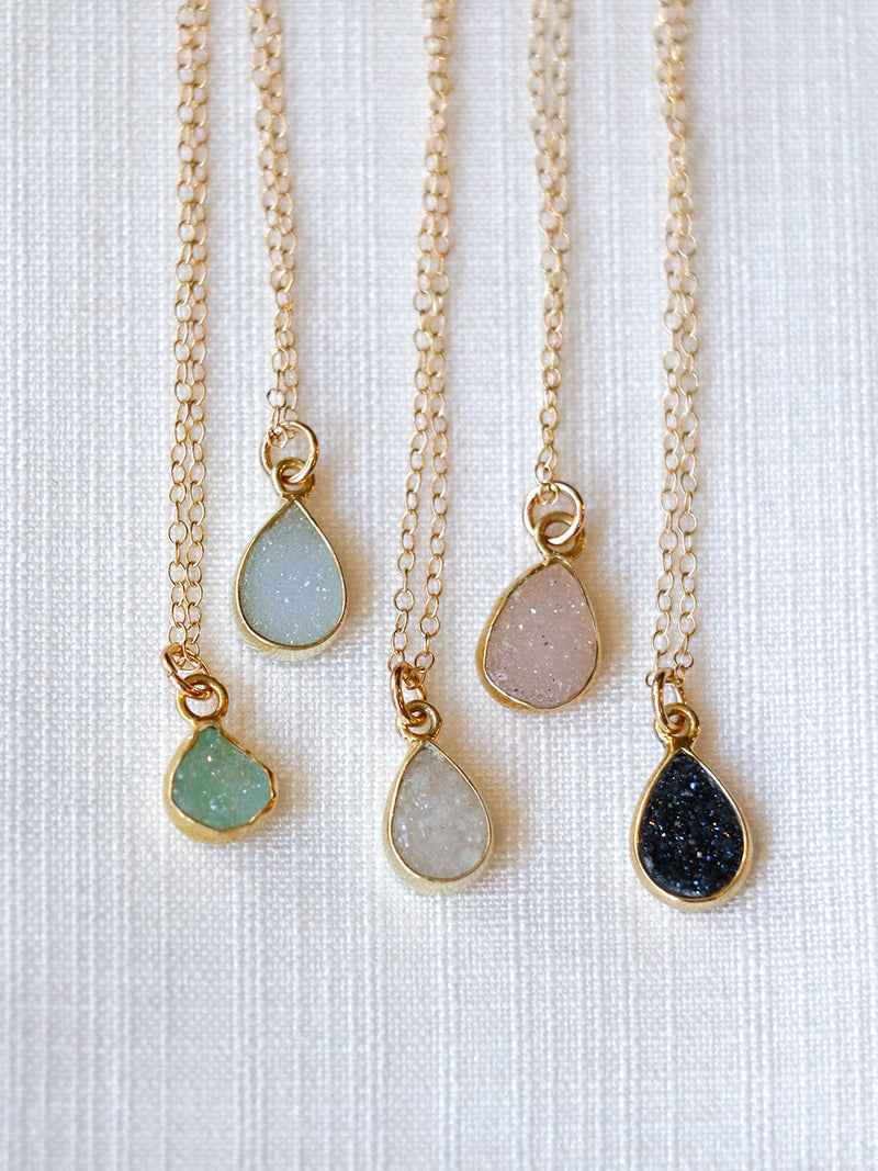 Susan Rifkin Druzy Charm Gold Necklace