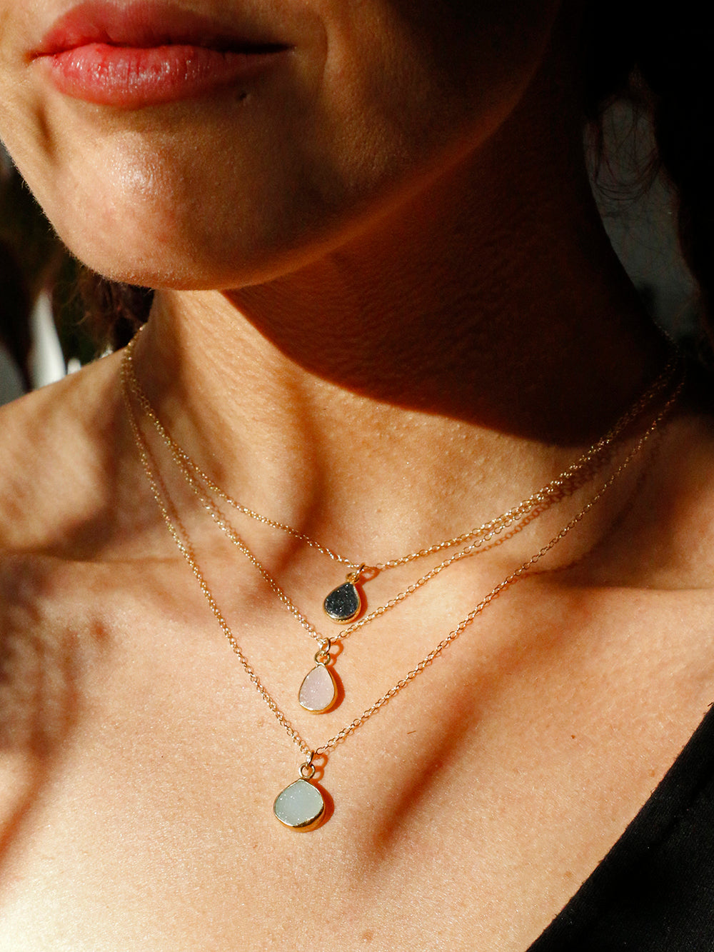 Susan Rifkin Druzy Charm Gold Necklace