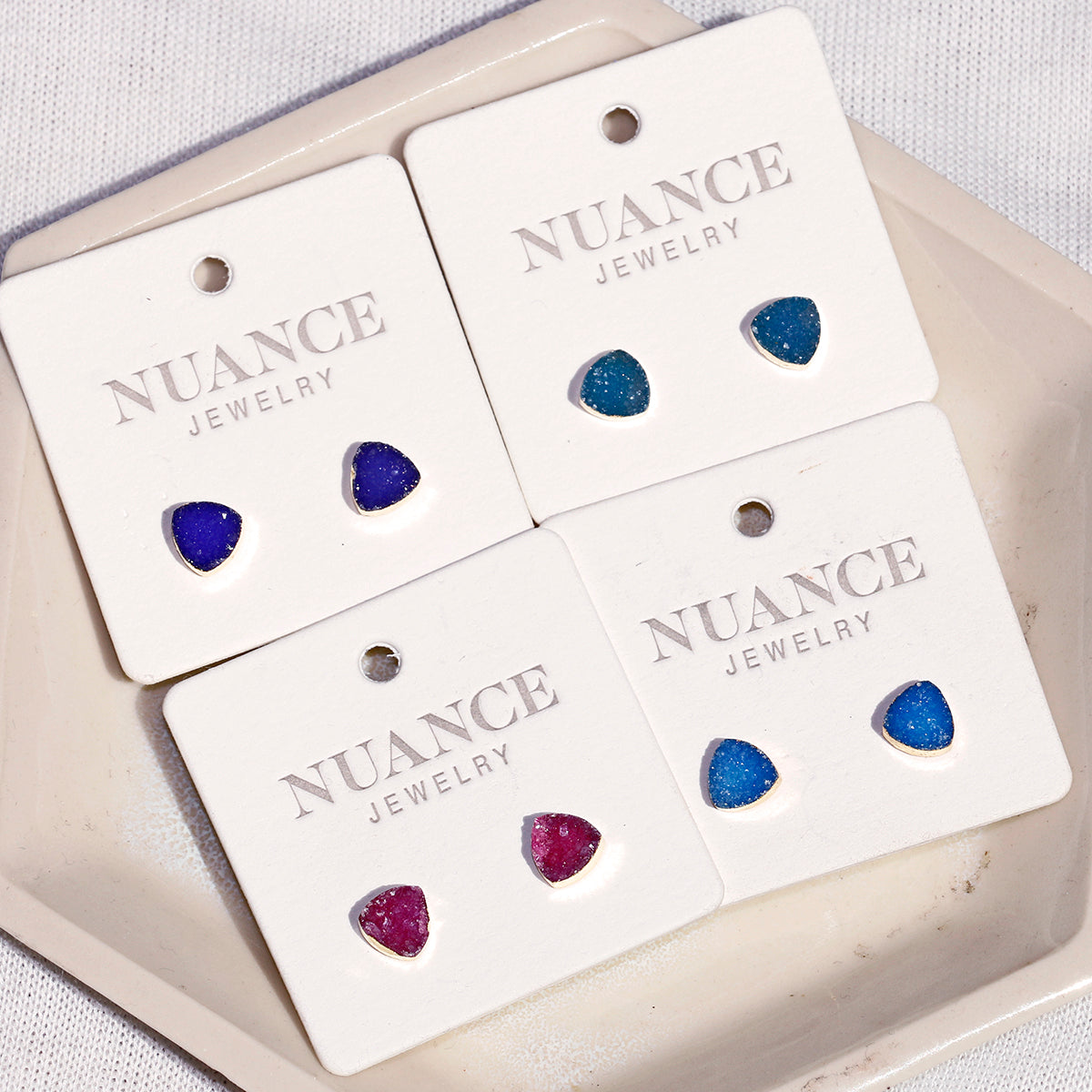 Nuance Triangle Druzy Studs