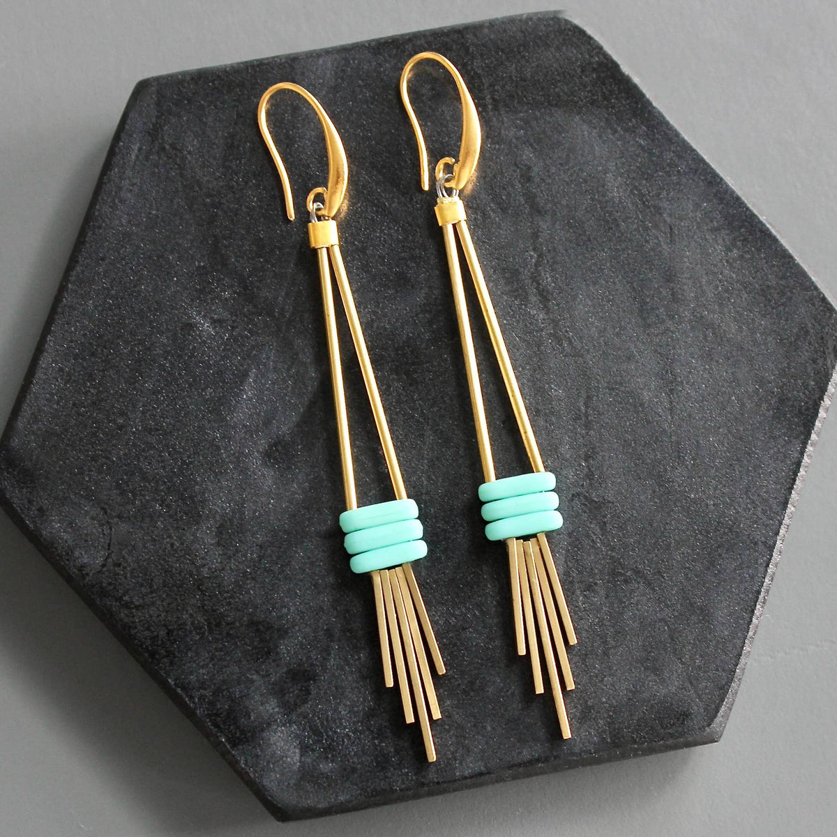 David Aubrey Matte Turquoise Fringe Earrings