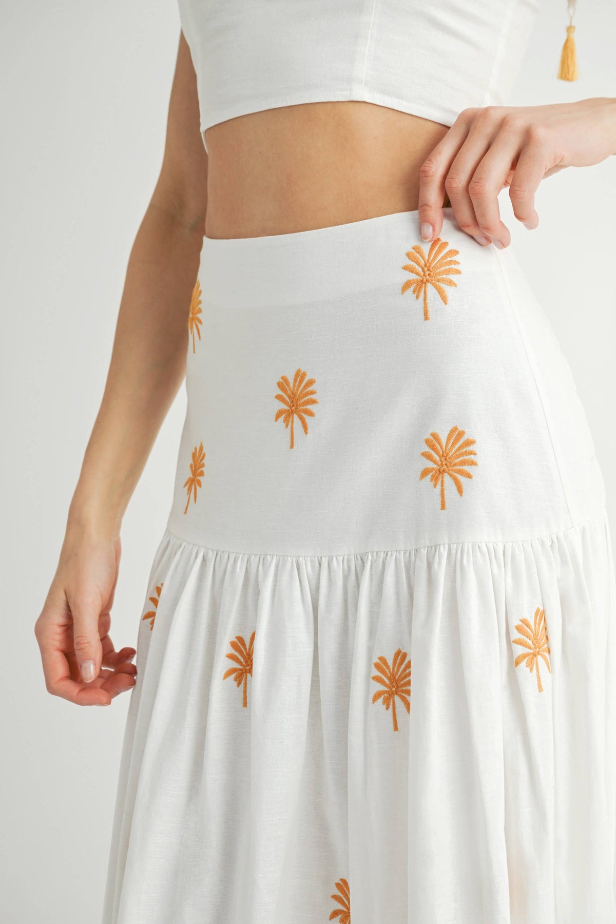 Endless Blu Palm Embroidered Crop Top