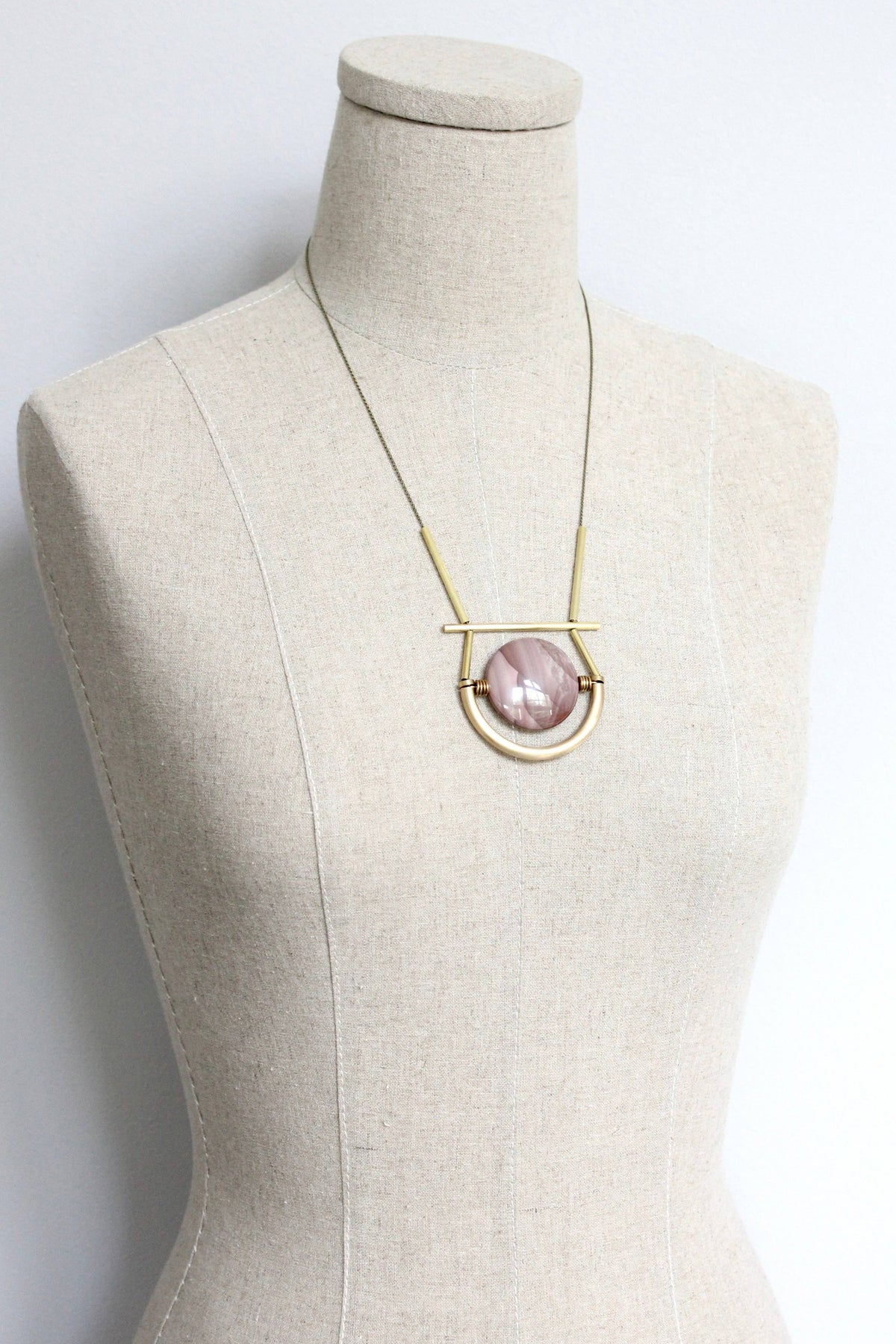 David Aubrey Geometric Jasper and Brass Necklace