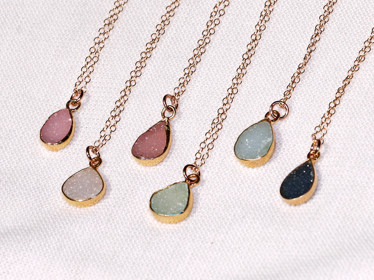 Susan Rifkin Druzy Charm Gold Necklace