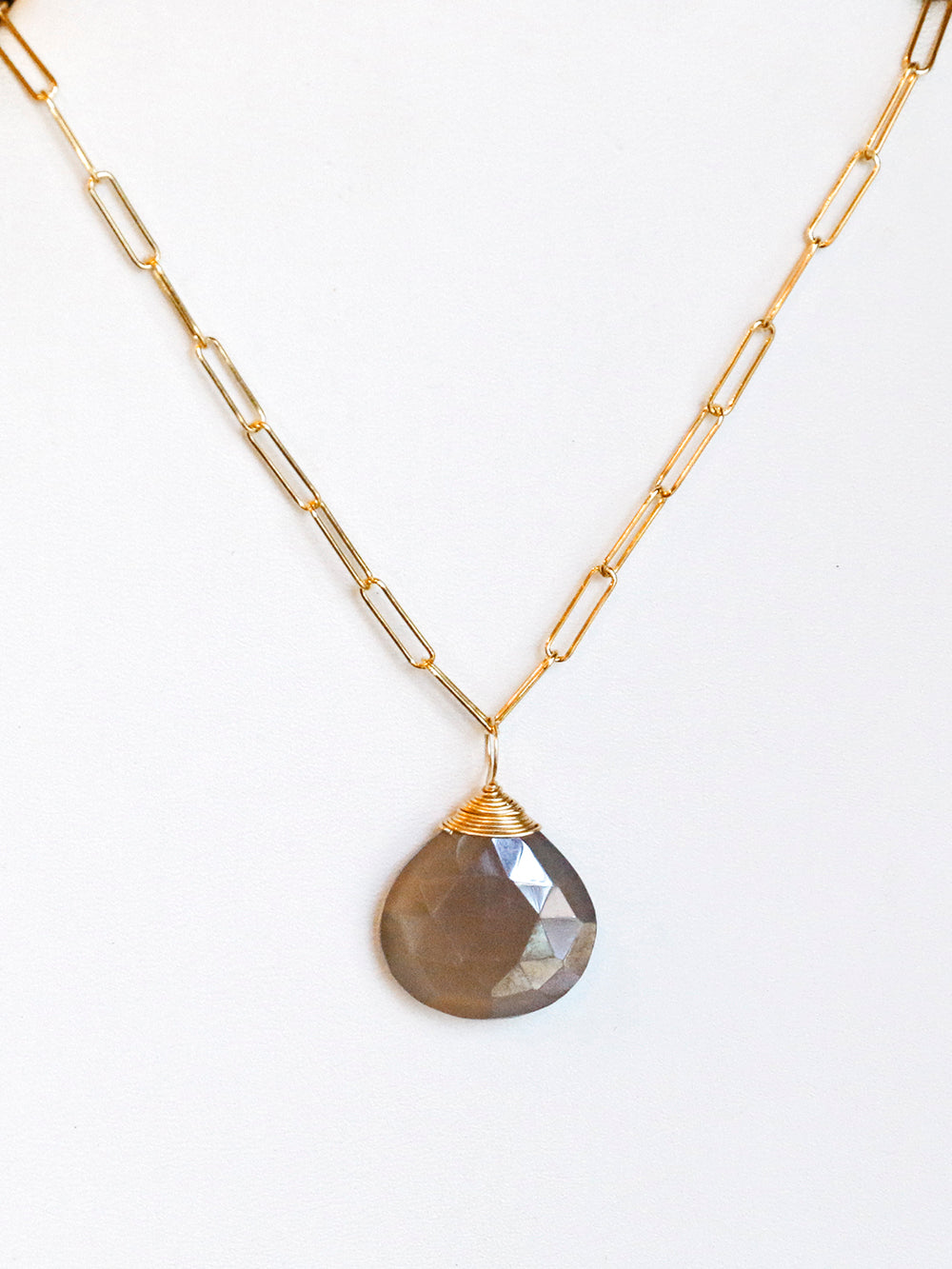 Susan Rifkin Grey Moonstone Charm Necklace