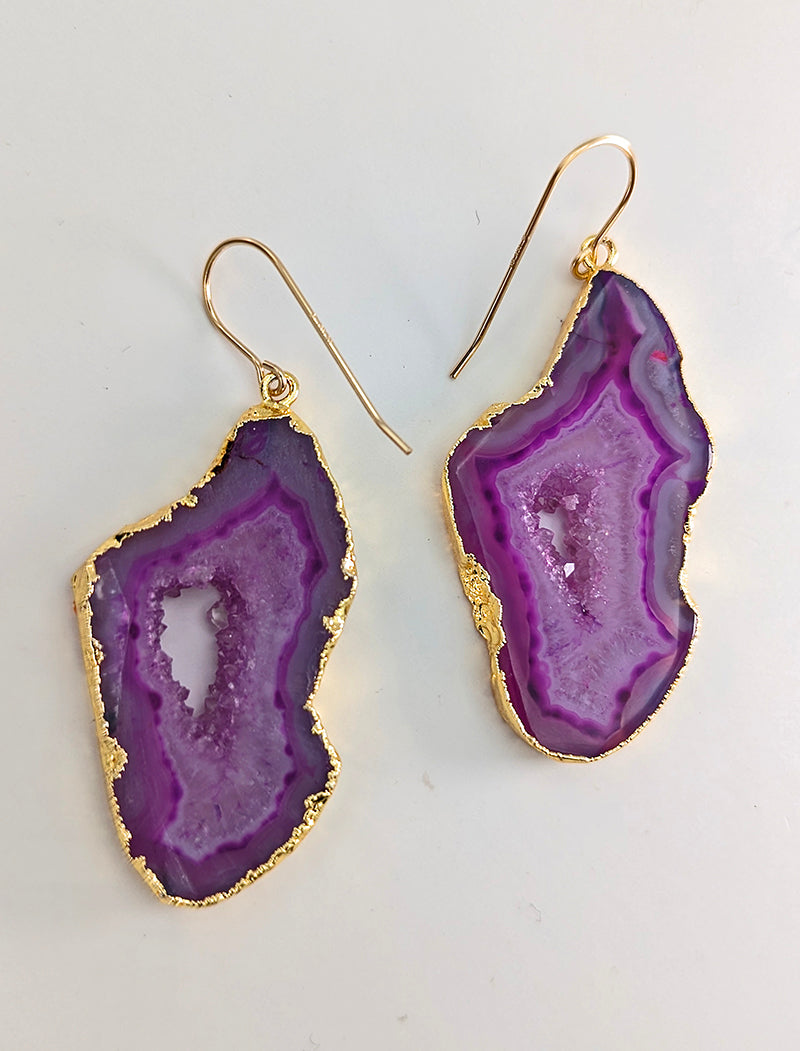 Nuance Geode Slice Earrings-Pink