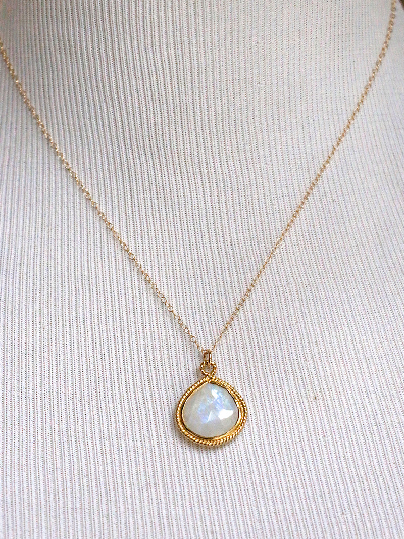 Susan Rifkin Teadrop Moonstone Charm Necklace | Gold Filled