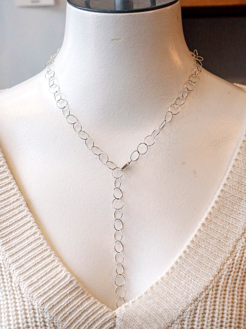 Susan Rifkin Circle Link Drop Chain Necklace | Gold Filled & Sterling Silver