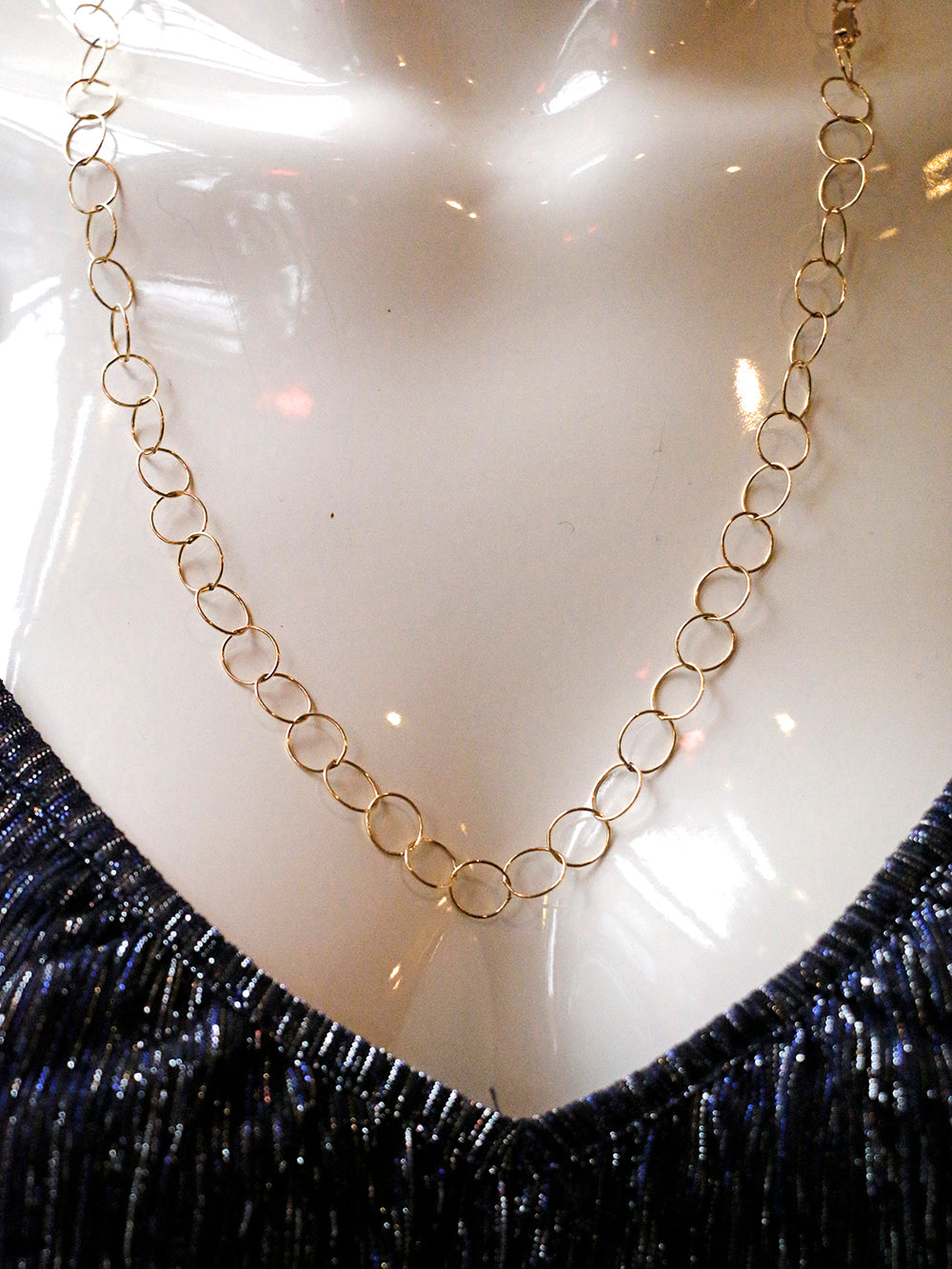 Susan Rifkin Circle Link Drop Chain Necklace | Gold Filled & Sterling Silver