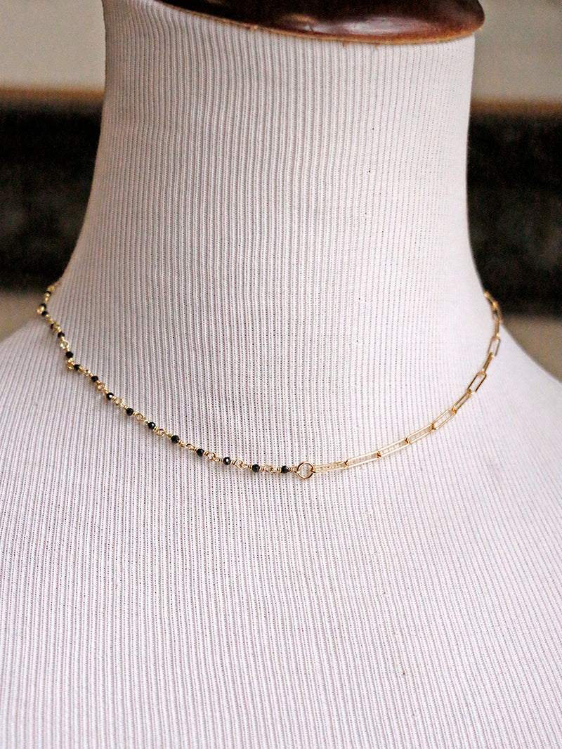Susan Rifkin Tiny Wire Wrapped Spinel + Paperclip Necklace | Gold Filled