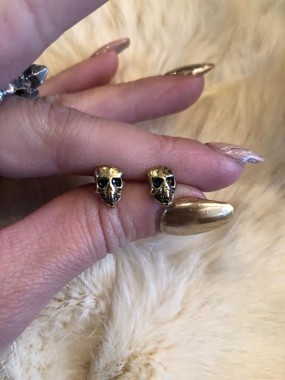 Hellhound Jewelry Baby Skull Studs - Gold