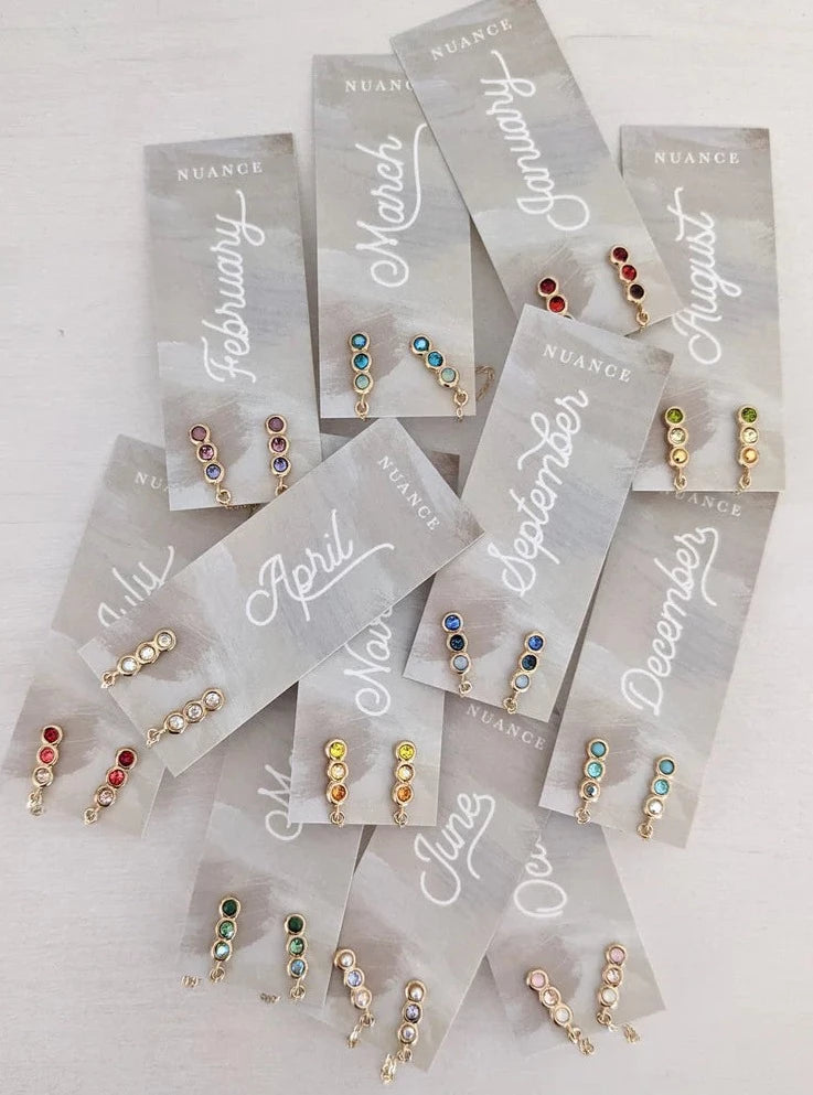 Nuance Colorblock Birthstone Chain Drop Earrings