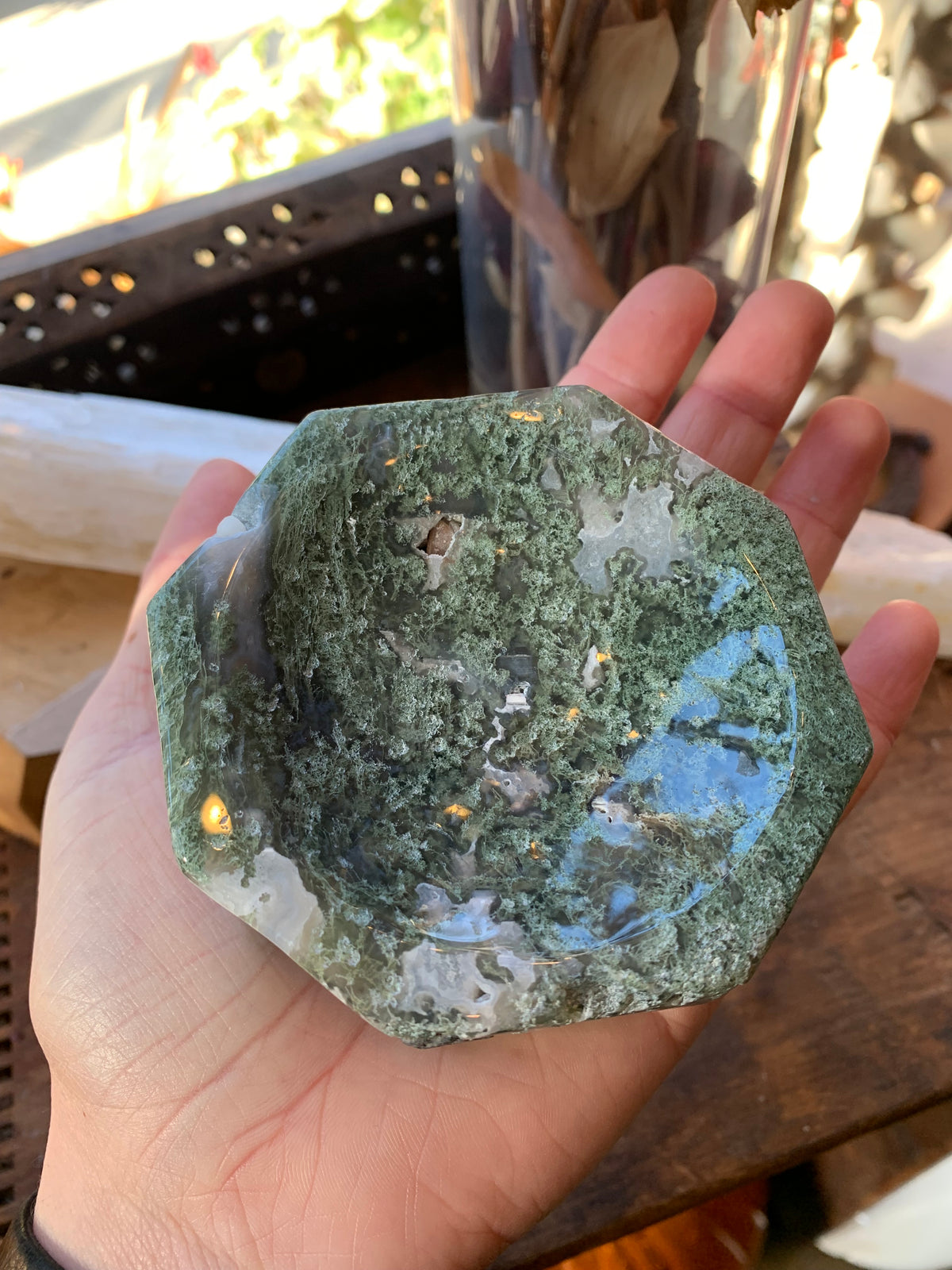 Witch's Way Craft Moss Agate Bowl