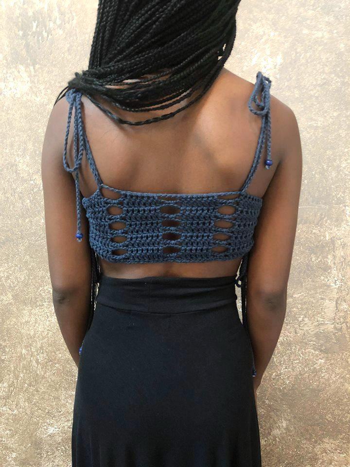 Erica Simmers Navy Blue Crochet Top