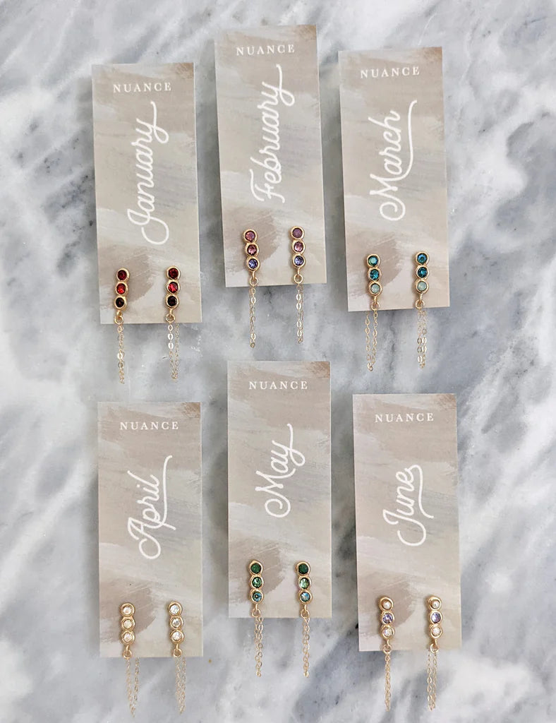Nuance Colorblock Birthstone Chain Drop Earrings