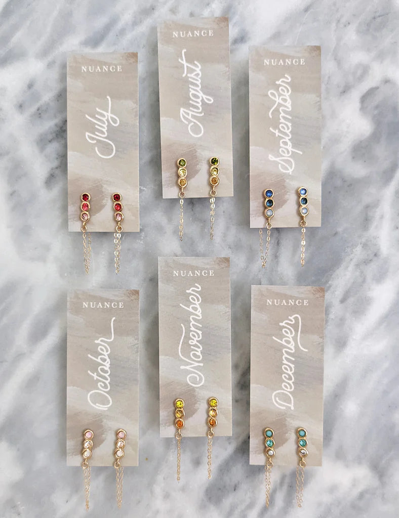 Nuance Colorblock Birthstone Chain Drop Earrings