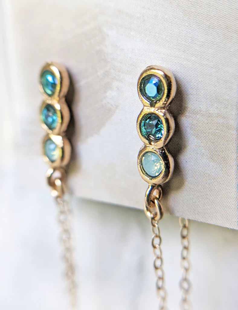 Nuance Colorblock Birthstone Chain Drop Earrings