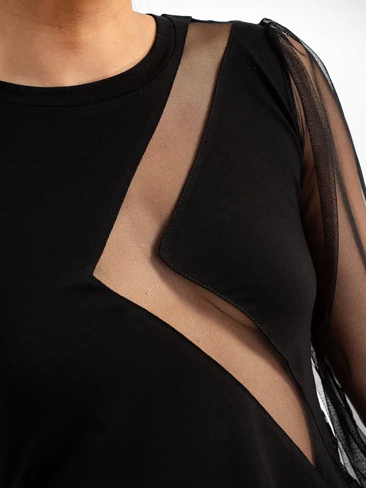 Metamorphoza Asymmetric Mesh Midi Tunic