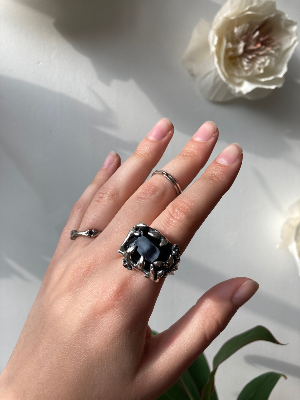 Hellhound Jewelry Burial Ring with Onyx