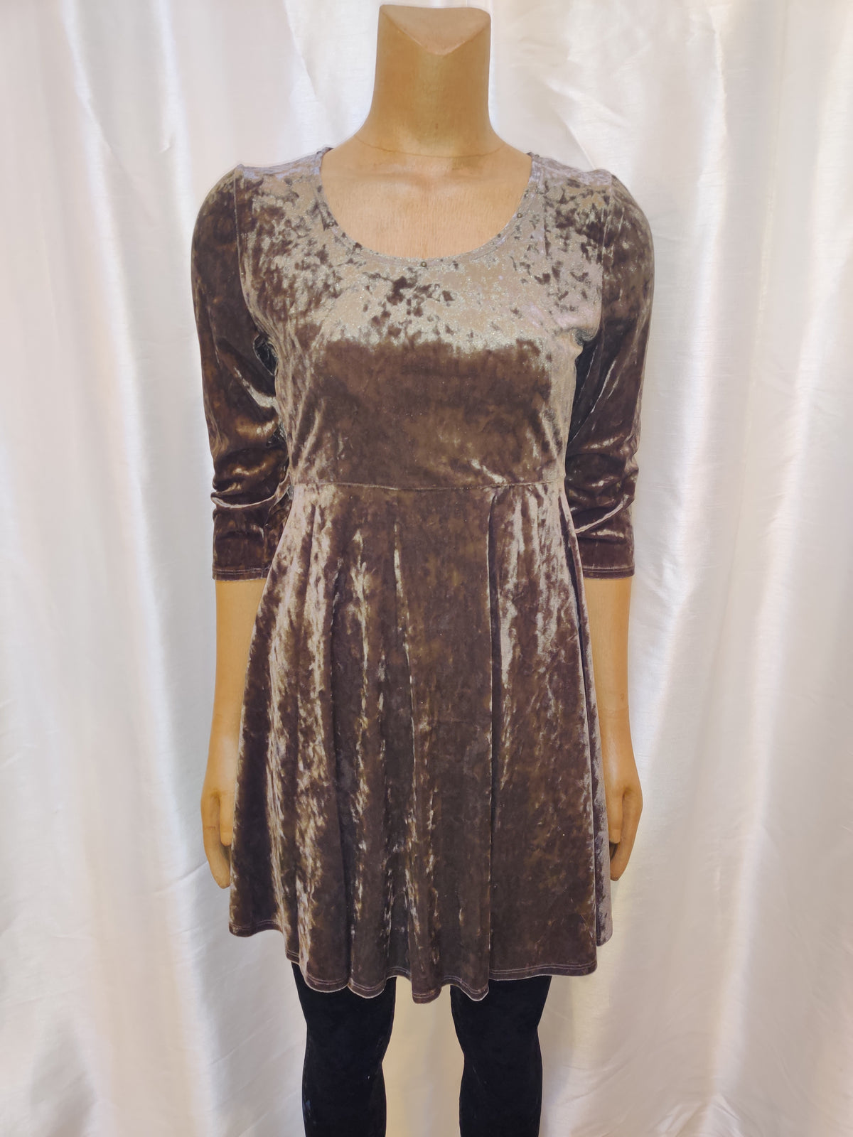 Grey Velvet Half Sleeve Dress