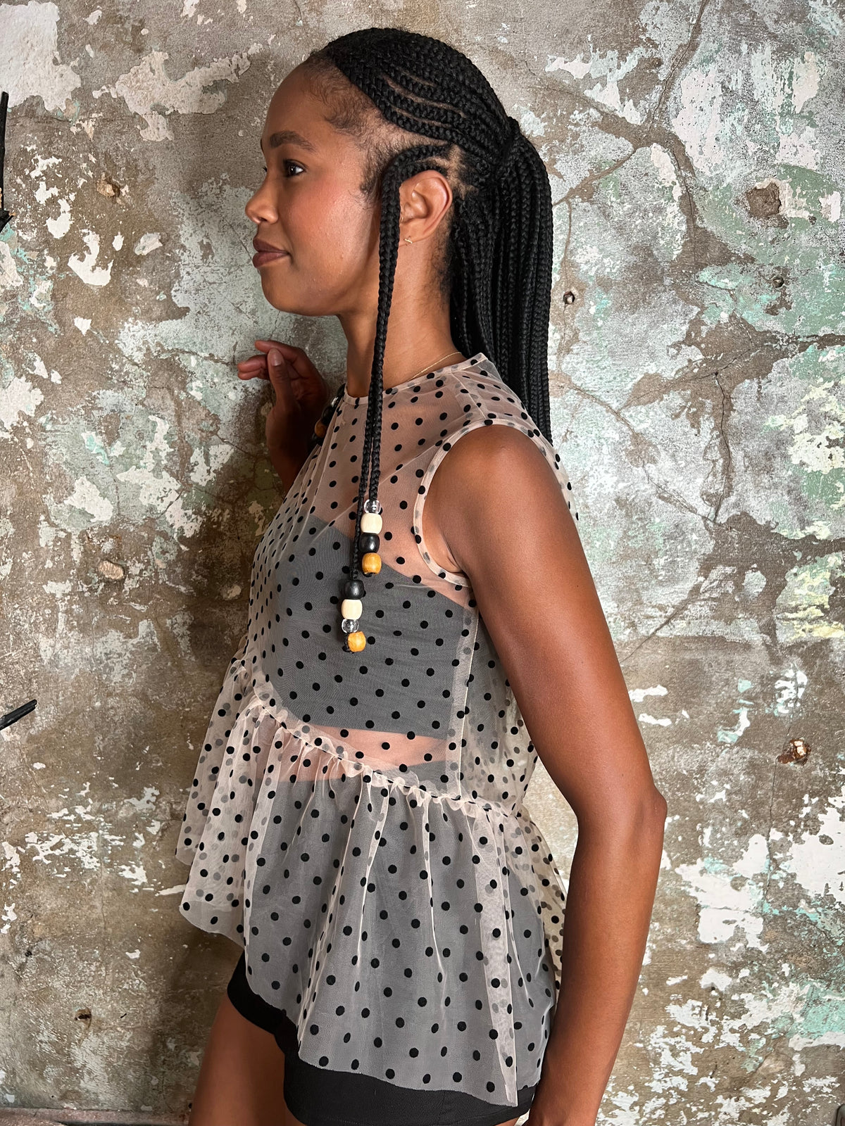 Bianca Rachele Dotted Tulle Hi-Low Top