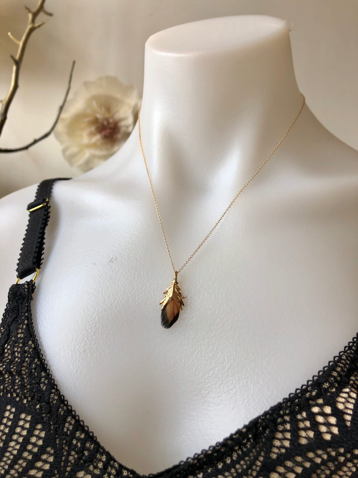 Nuance Mini Feather Charm Necklace | More Color Options