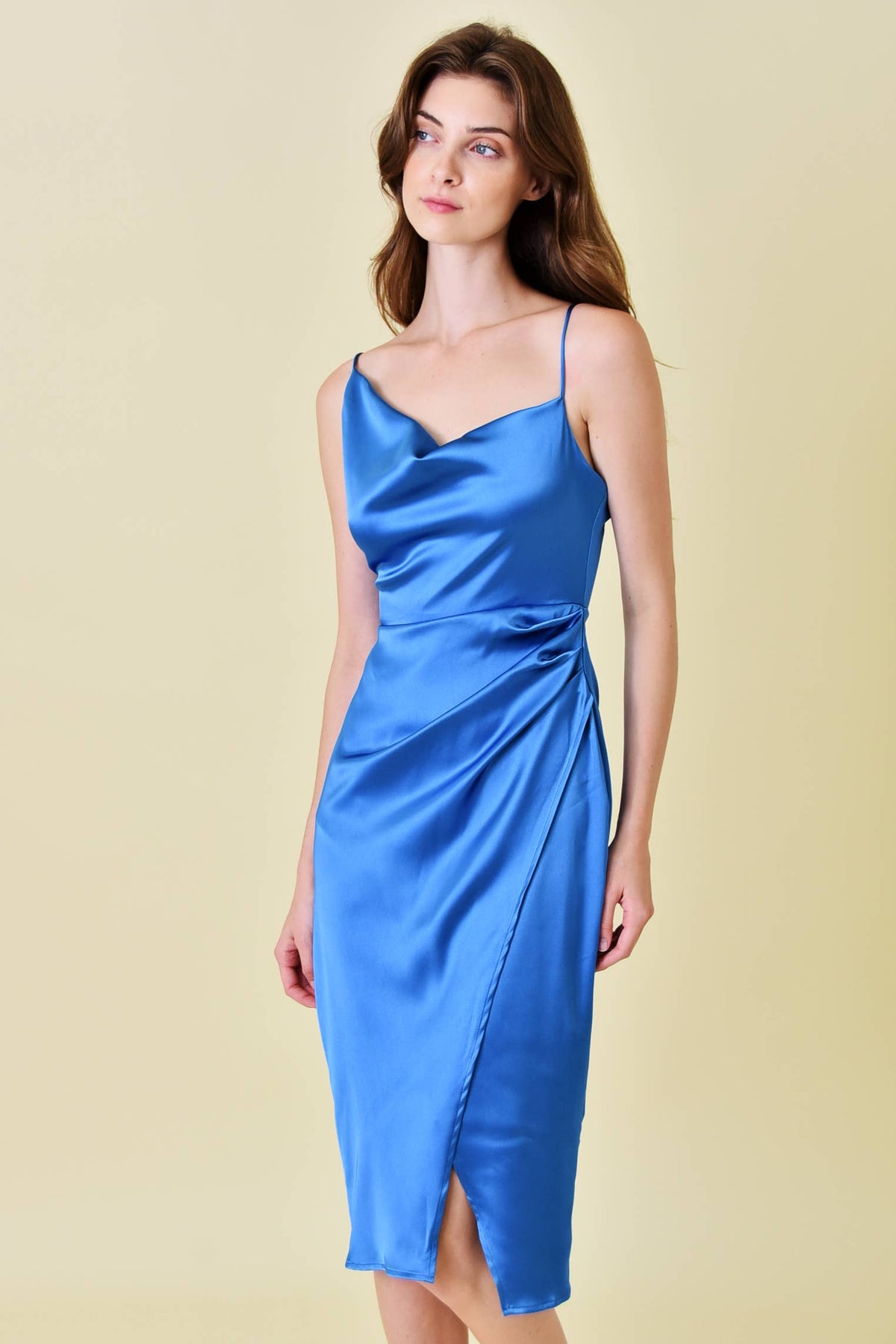 Fore Satin Wrap Midi Dress