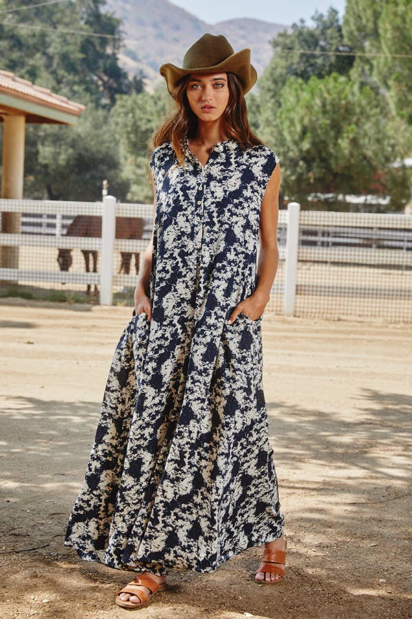Bucketlist Wide Leg Printed Woven Jumpsuit