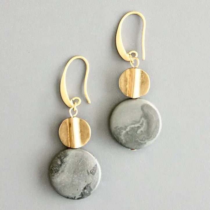 David Aubrey Brass and Jasper Drop Earrings