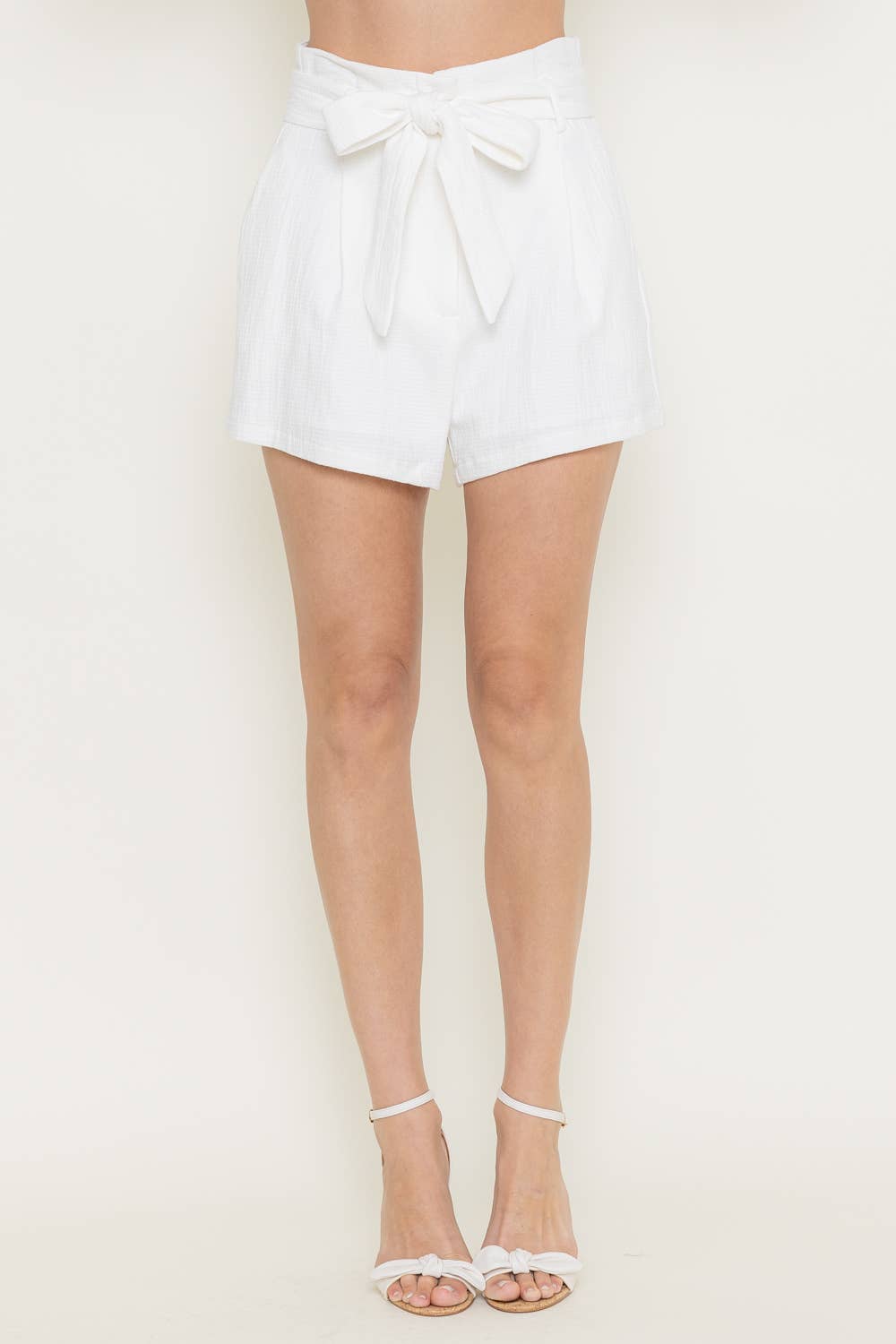 Fore Collection Cotton Linen Blend Belted Short