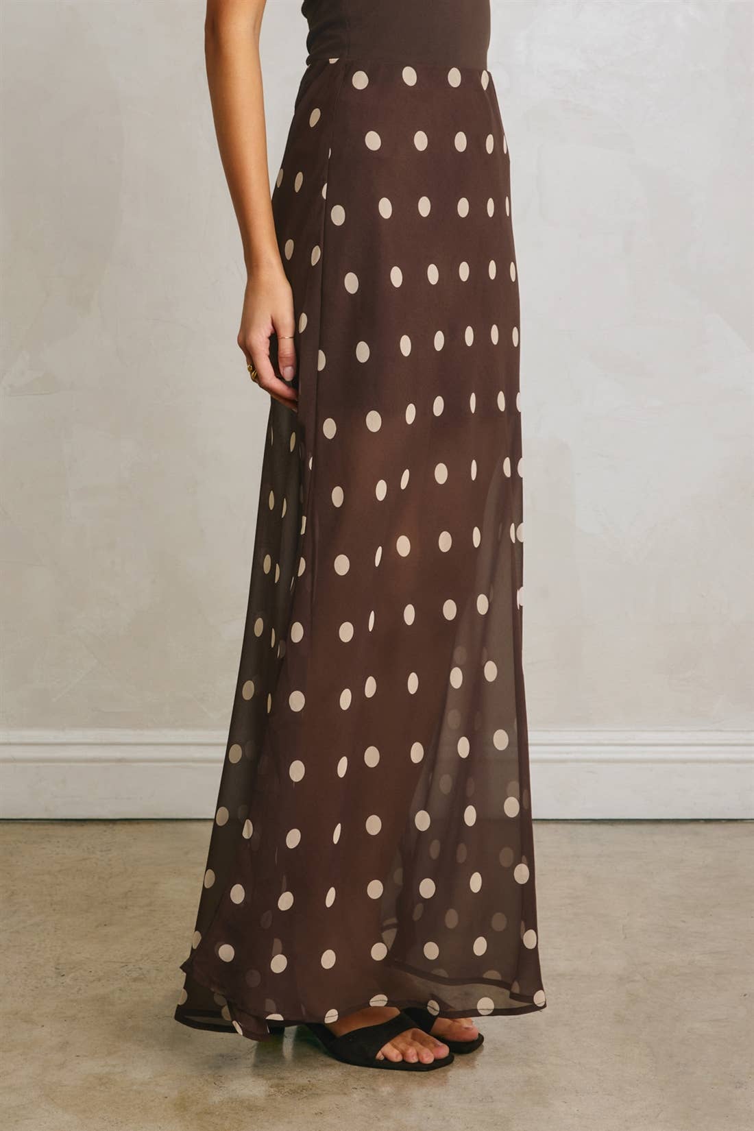 Dress Forum Brown Polka Dot Pull On Maxi Skirt