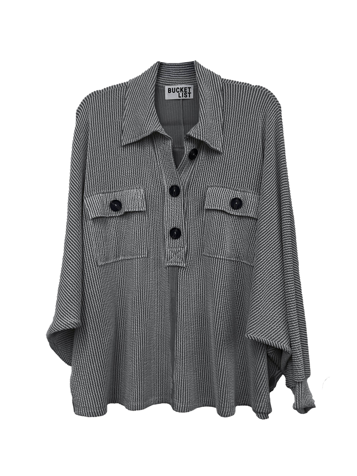 Bucketlist Collared Oversized Pullover Top