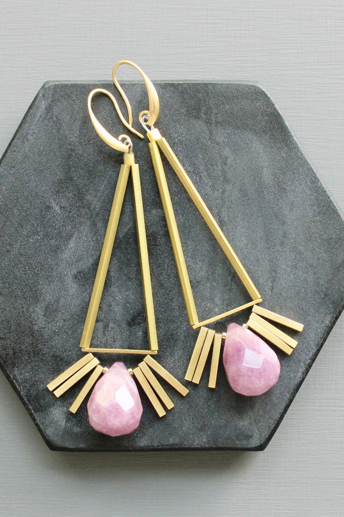 David Aubrey  Purple geometric earrings