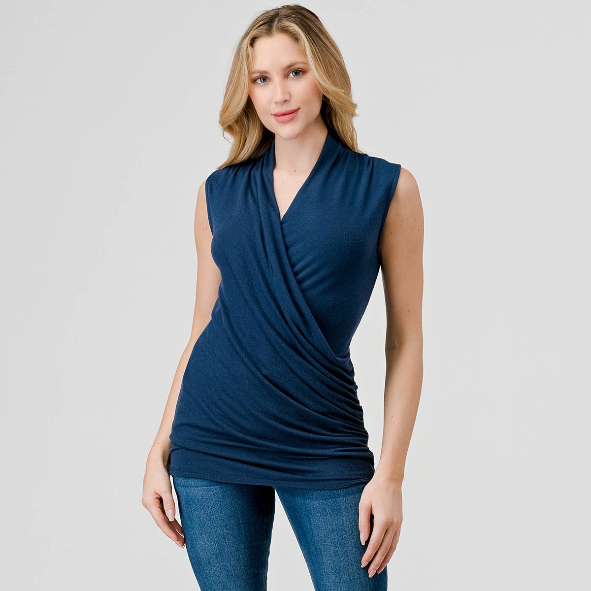 Heimious Sleeveless Surplice Top