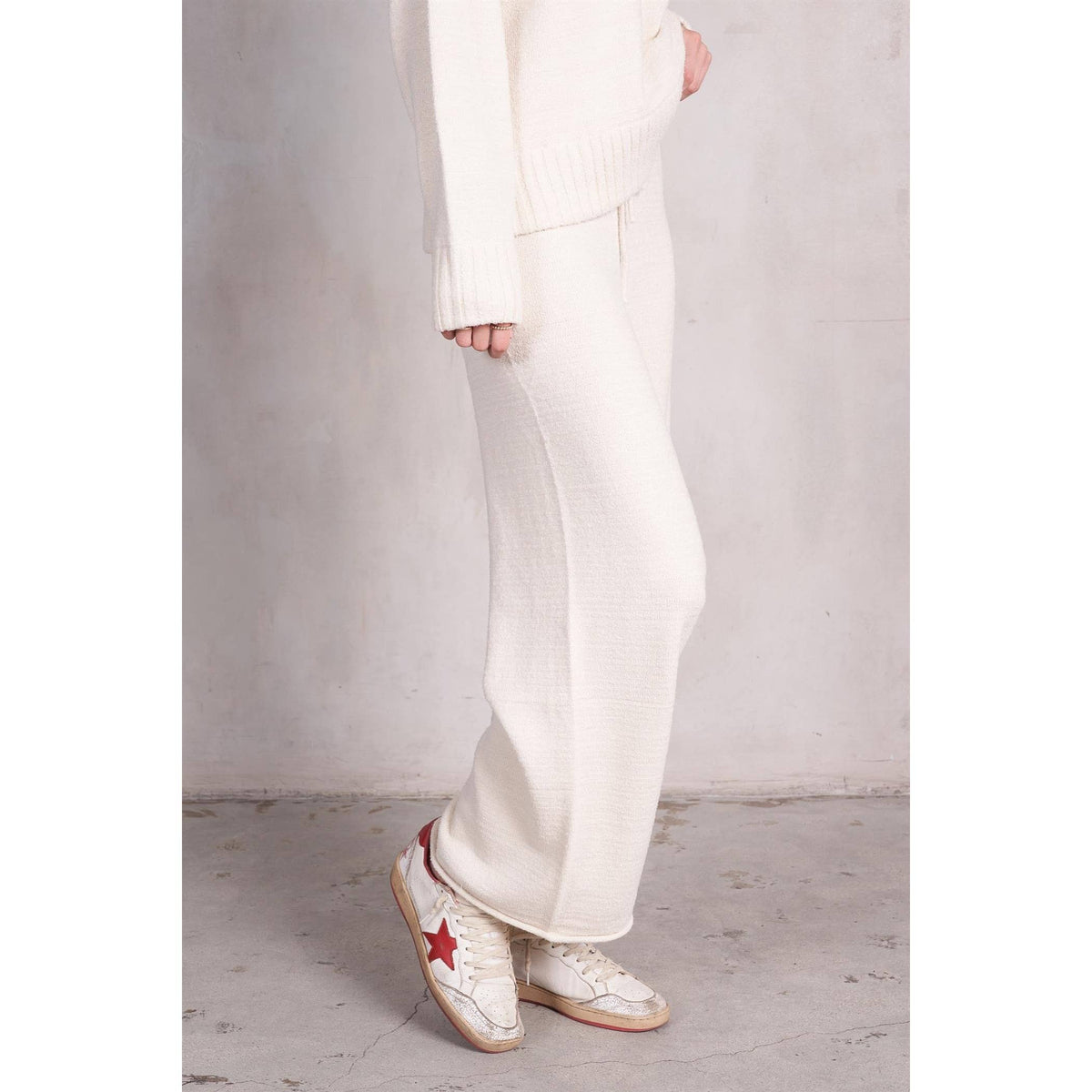 Maronie High Rise Soft Chenille Knit Pants with drawstring