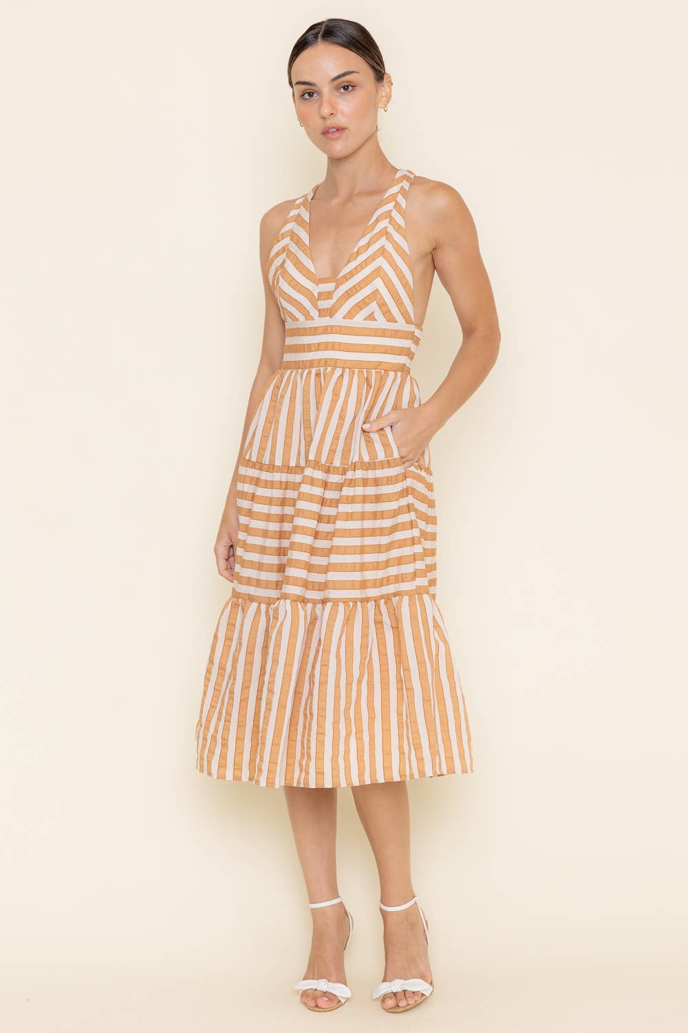 Fore Collection Tiered Midi Dress