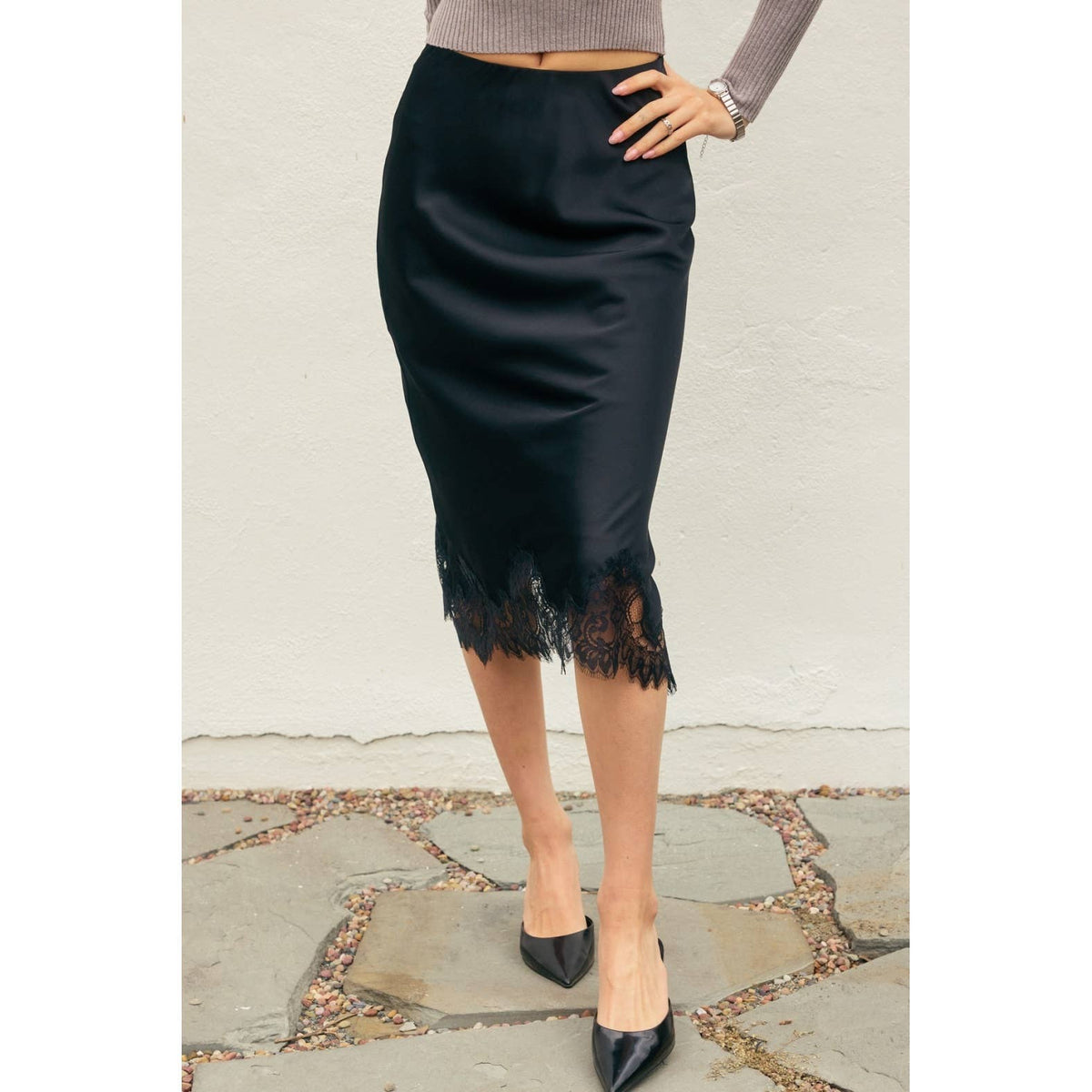 Dress Forum Lace Hem Pencil Skirt