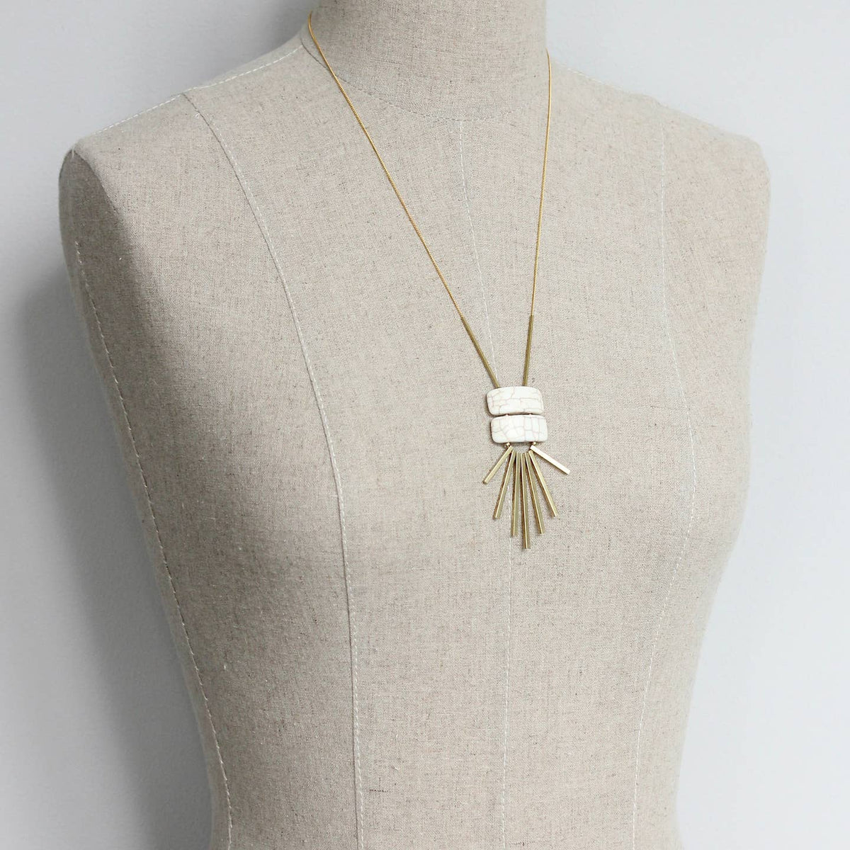 David Aubrey Fanned Magnesite and Brass Necklace