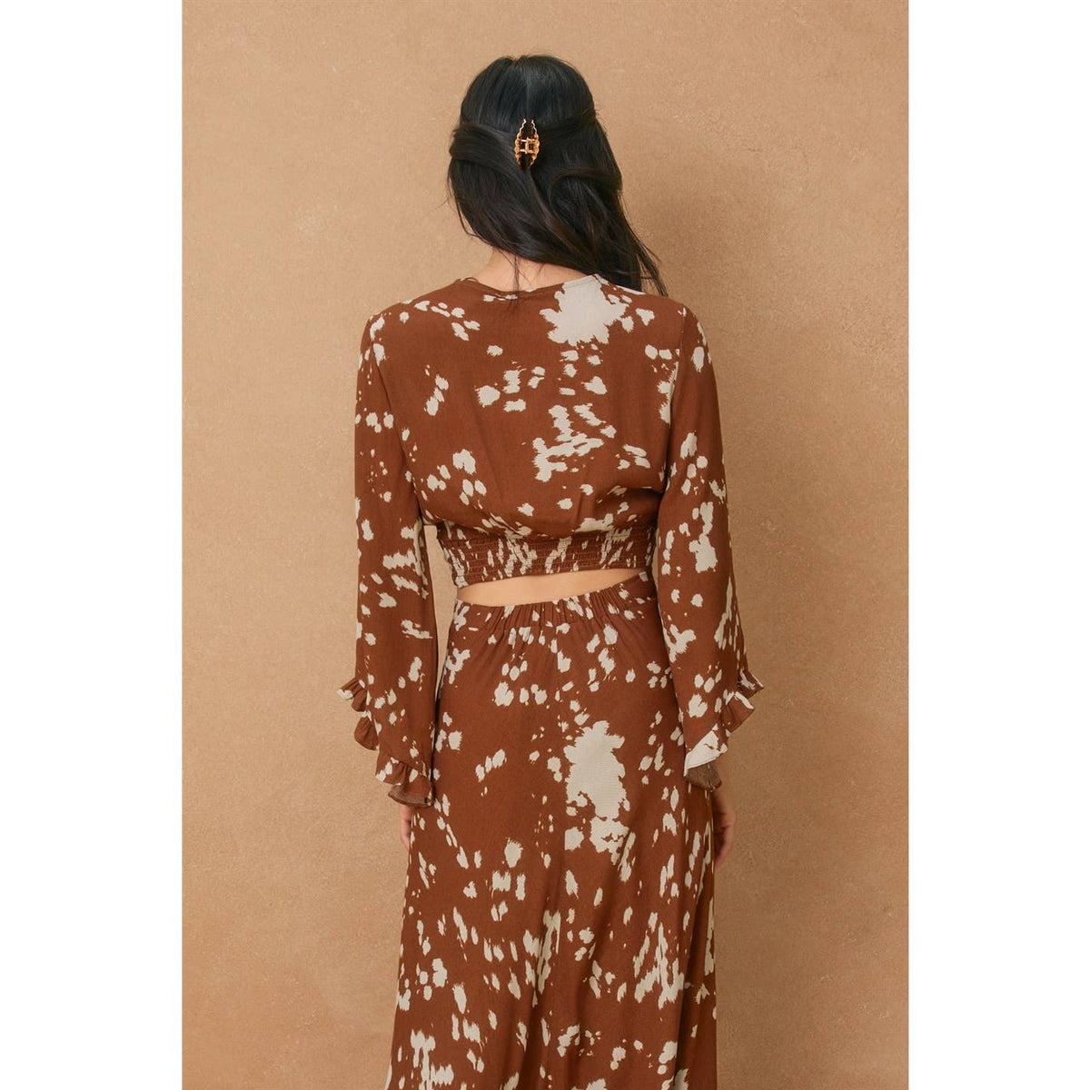 Dress Forum Cowprint Ruffle Crop Top