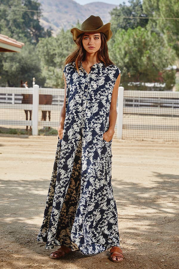 Bucketlist Wide Leg Printed Woven Jumpsuit
