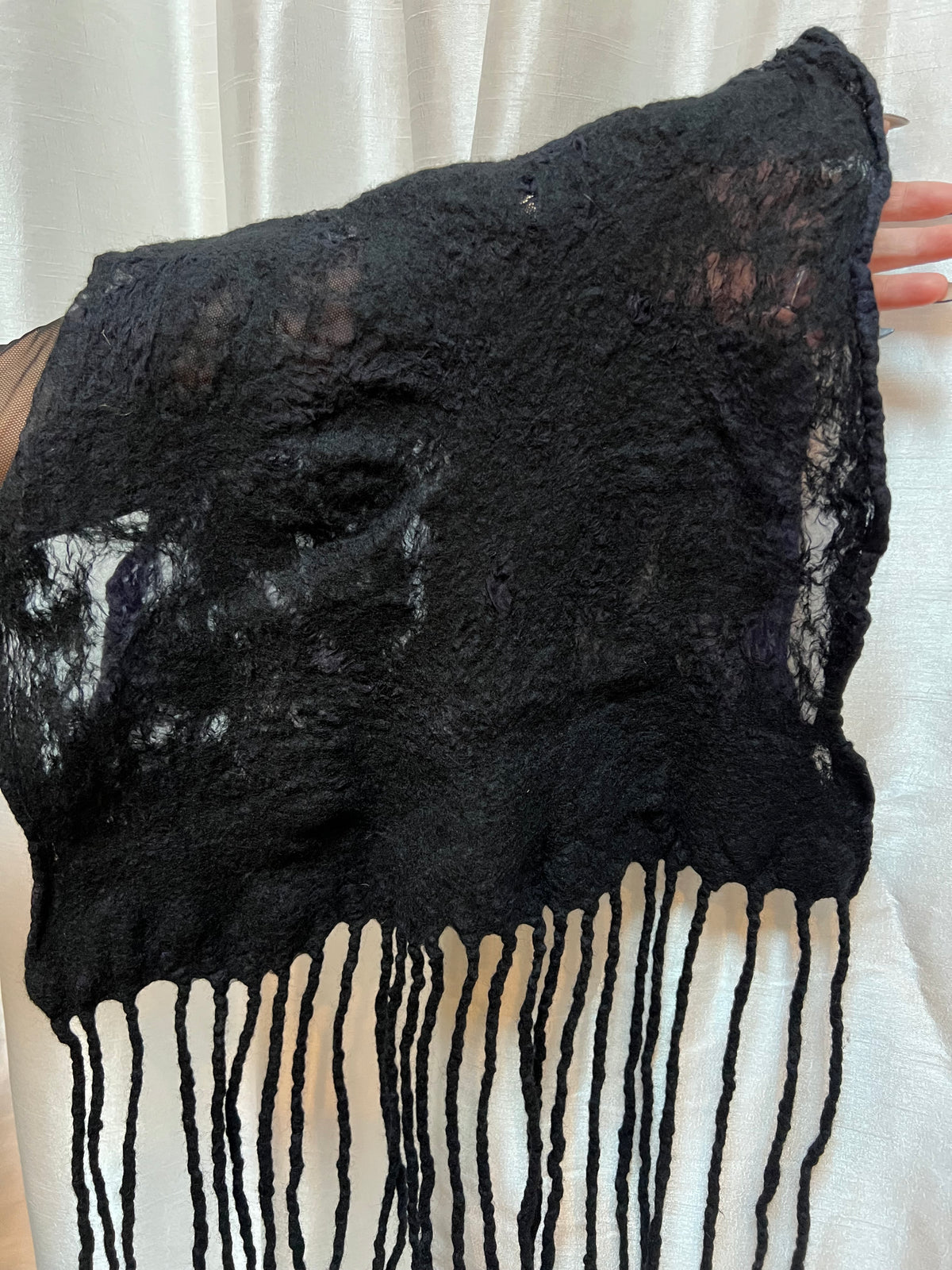 BlckBts Felted Black Fringe Cowl