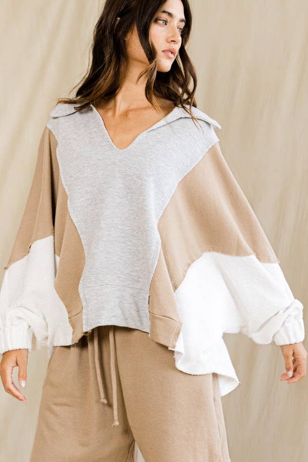 Bucketlist Oversized Color Blocked Sweatshirt