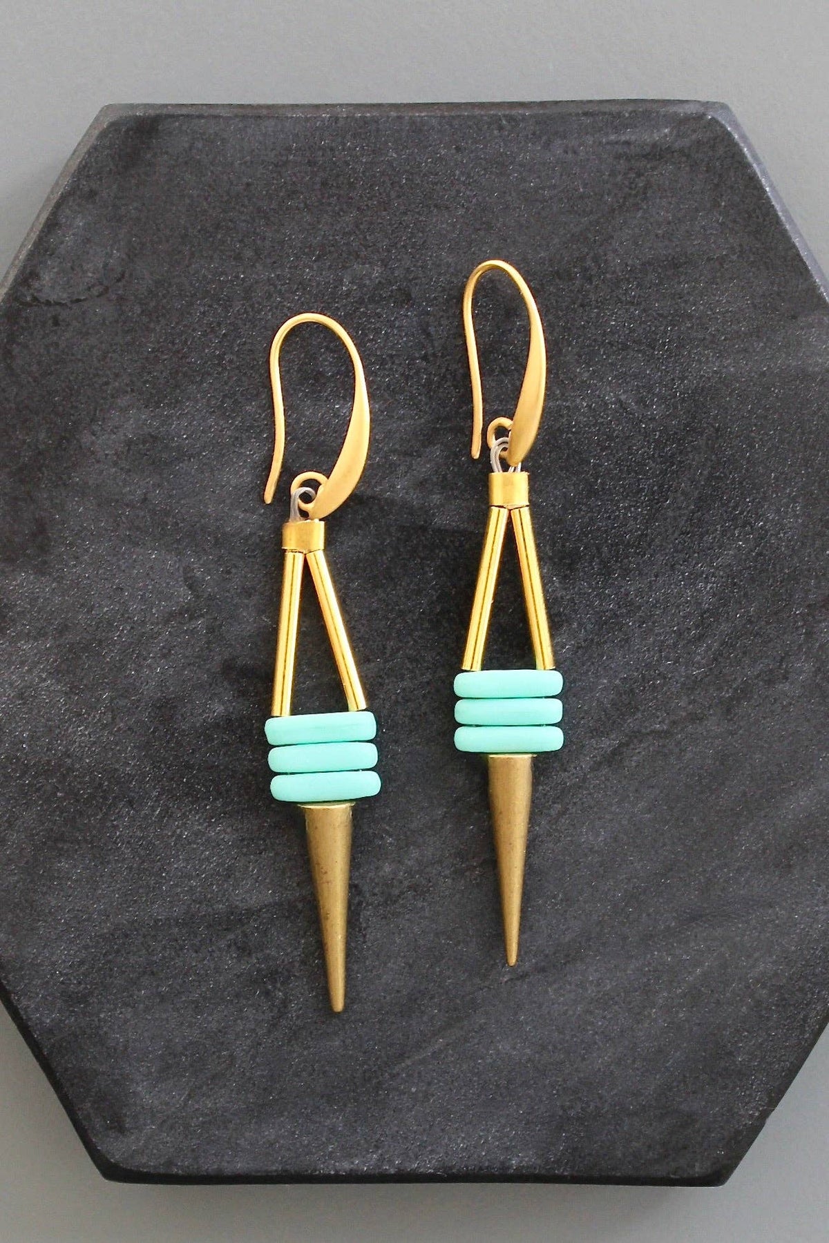 David Aubrey Matte Turquoise Spike Earrings