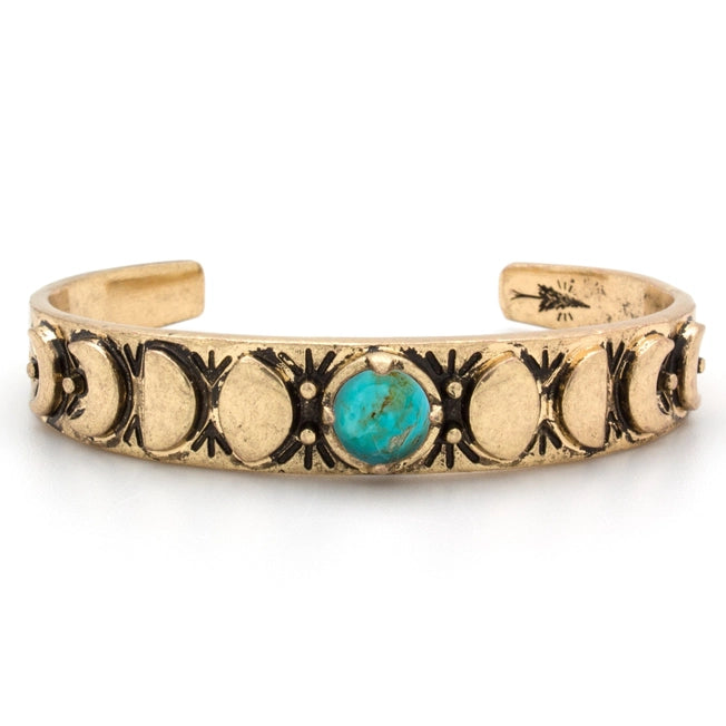 Hiouchi Moon Phases Cuff Bracelet | Turquoise | Gold + Silver