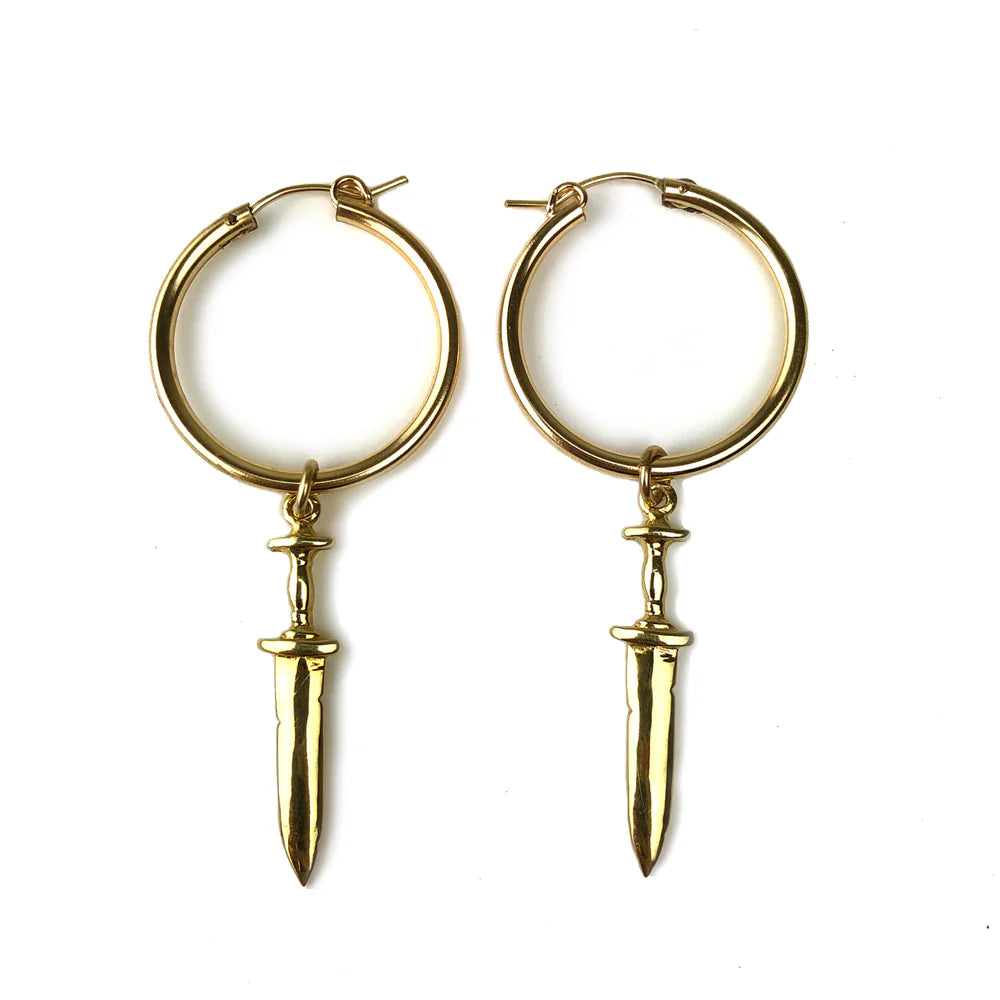 Hellhound Dagger Charm Hoops