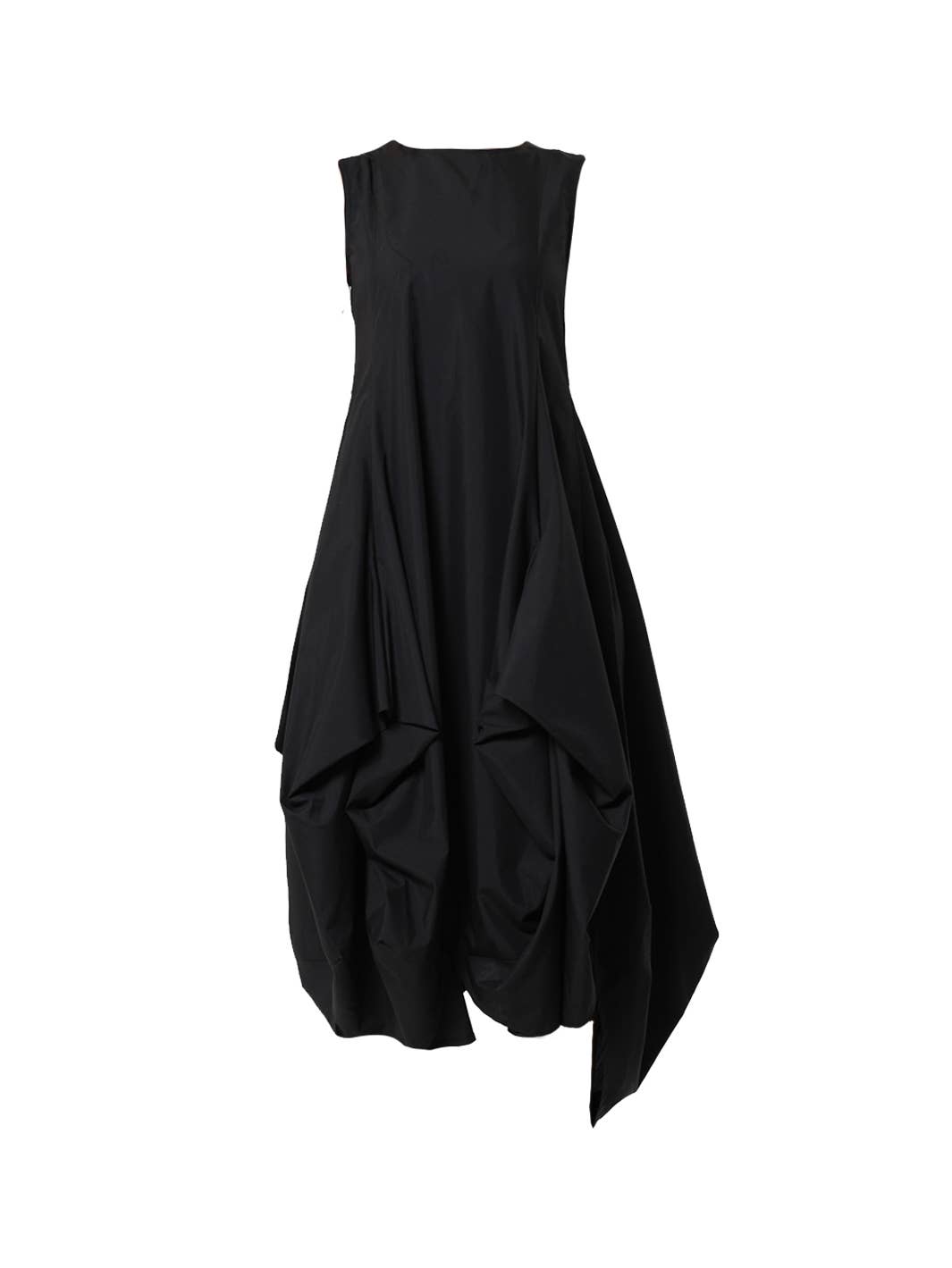 Metamorphoza Sleeveless Black Dress With Drapings