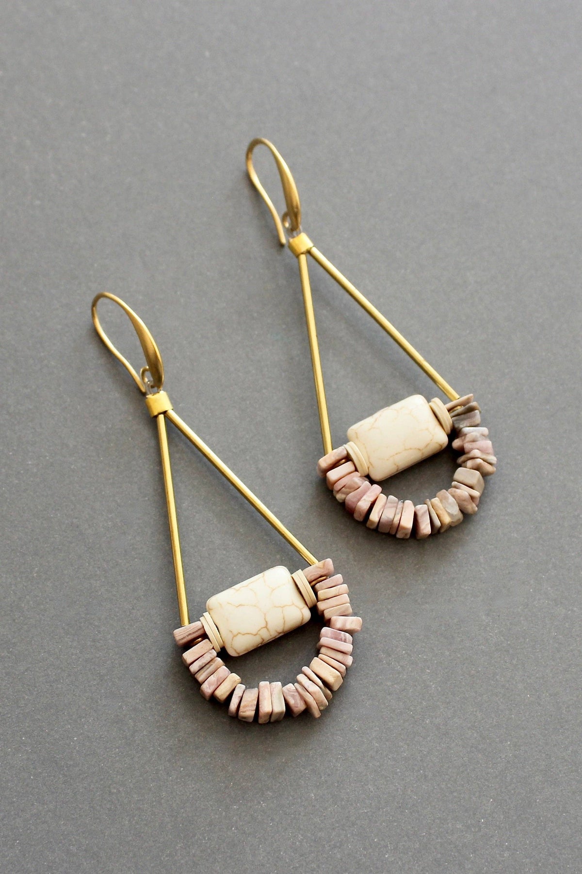 David Aubrey  Rhodochrosite geometric earrings